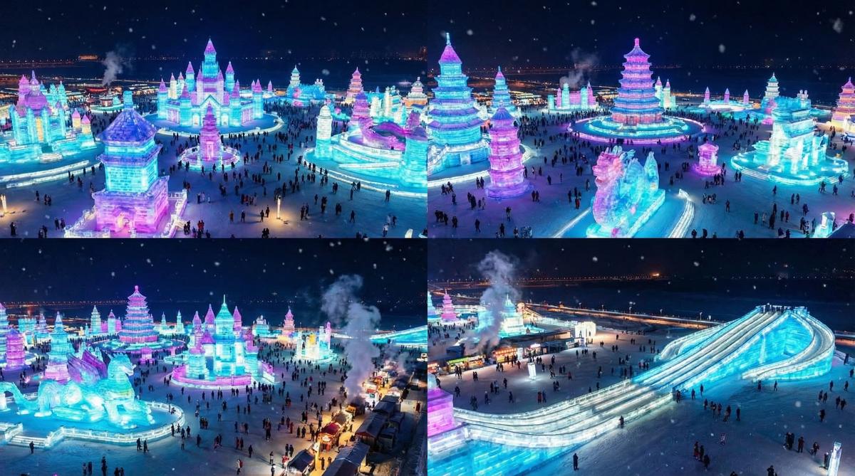 学生情侣旅游视频-哈尔滨冰雪大世界